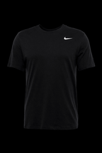 Black NKE T-shirt from Theplugcrew with a relaxed fit, displayed flat on a white background.